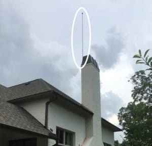 Early Streamer Emission (ESE) System on top of a residential home chimney